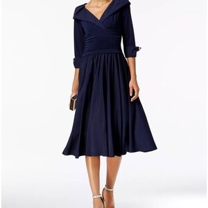 Jessica Howard Portrait Collar A-line midi dress